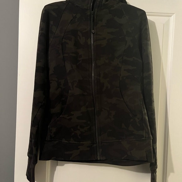 Lululemon Camo Camouflage Zip-Up Scuba Hoodie Black Jacket - Picture 1 of 3